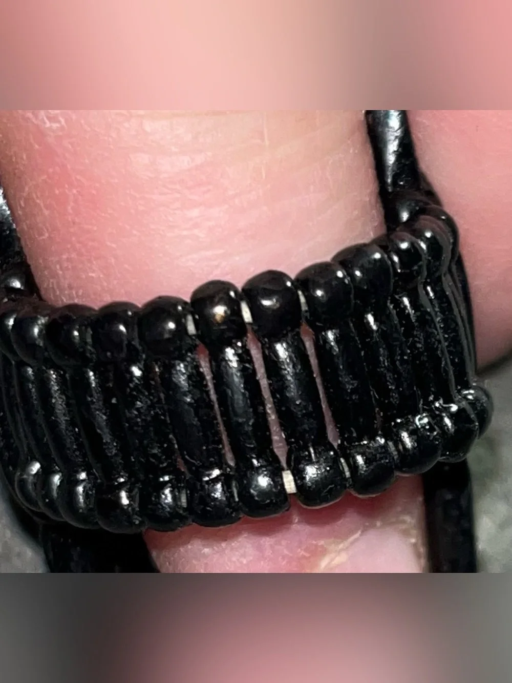 Black Crystal Filigree Adjustable Ring